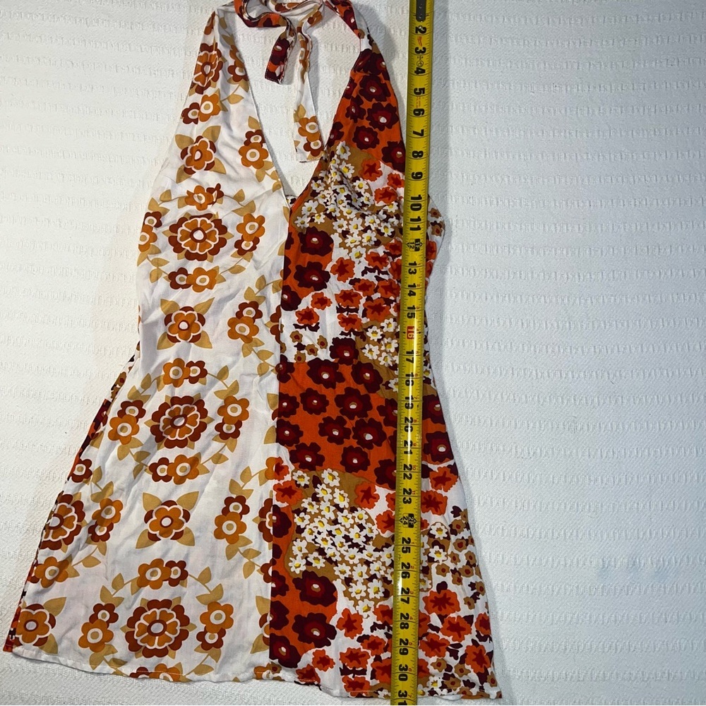 Her Pony The Label Patti Halter Mini Dress Size XS Retro 70s Inspo Boho Festival - Picture 11 of 11